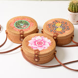 Women,Straw,Handwoven,Round,Rattan,Beach,Handbag,Crossbody,Outdoor,Travel