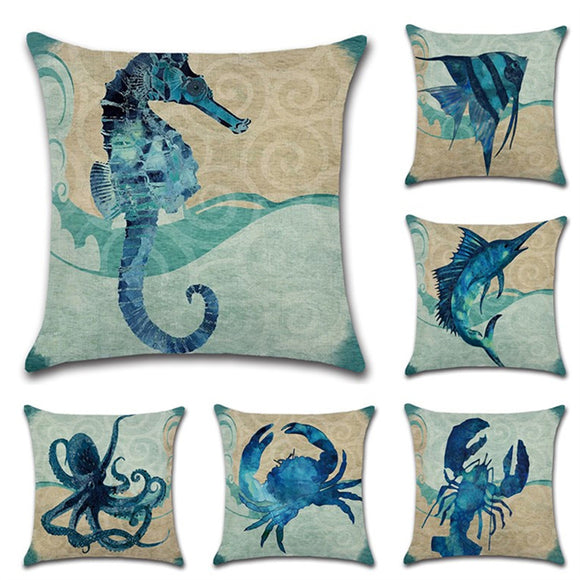 Ocean,Octopus,House,Printed,Cotton,Linen,Cushion,Cover,Square,Decor,Pillow