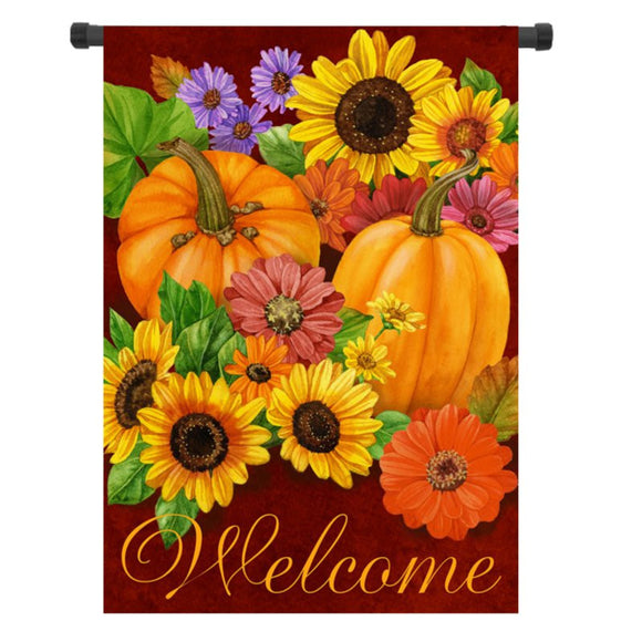 12.5'',Pumpkin,Flower,Welcome,Autumn,Garden,Banner,Decor,Decorations