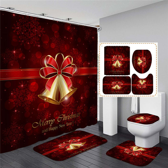 180x180cm,Christmas,Shower,Curtain,Pedestal,Toilet,Cover