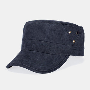 Cotton,Washed,Casual,Brief,Solid,Color,Military,Peaked