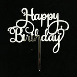 Happy,Birthday,Acrylic,Topper,Decorations,Silver,Party,Supplies