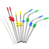 Stainless,Steel,Drinking,Straw,Reusable,Sucker,Clean,Brush,Storage