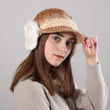 Women,Winter,Thickened,Gradient,Knitted,Earmuffs,Beret