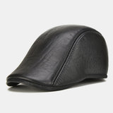 Genuine,Leather,Solid,Color,Casual,Fashion,Outdoor,Forward,Beret