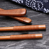 Portble,Wooden,Chopsticks,Spoon,Tableware,Japanese,Style,Storage