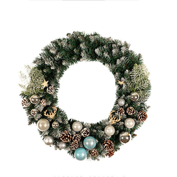 White,Cones,Christmas,Wreath,Colored,Balls,Christmas,Flower,Christmas,Ornaments,Green,Tinsel,Party,Decorations