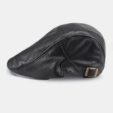 Genuine,Leather,Solid,Color,Casual,Leather,Forward,Beret