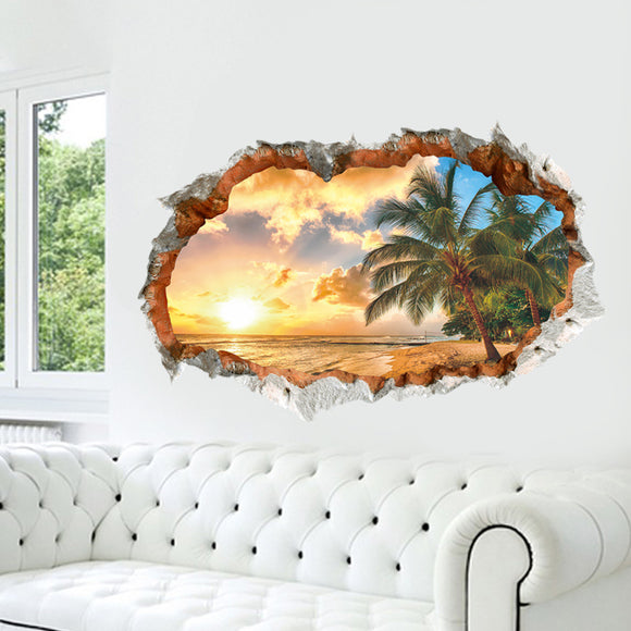 Miico,Creative,Sunshine,Beach,Broken,Removable,Decorative,Decor,Sticker