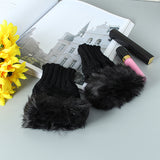 Women,Winter,Knitted,Thicken,Fingerless,Gloves,Artificial,Rabbit,Finger,Sleeve