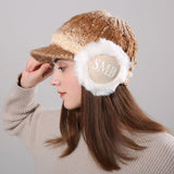 Women,Winter,Thickened,Gradient,Knitted,Earmuffs,Beret