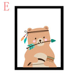 Nordic,Frameless,Cartoon,Animal,Bears,Poster,Canvas,Paintings,Nursery,Pictures,Decor