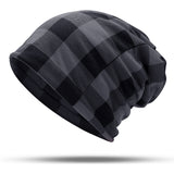 Women,Cotton,Plaid,Slouchy,Beanie,Scarf,Outdoor,Print,Double,Layers,Turban