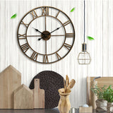 Loskii,Creative,Clock,Living,Round,Hollow,Wrought,Metal,Vintage,Clock