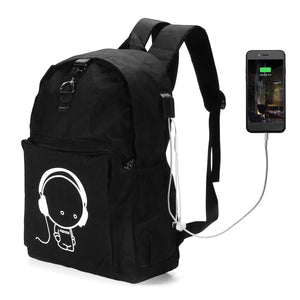 Night,Luminous,Travel,School,Laptop,Backpack,Charging,Earphone