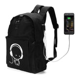 Night,Luminous,Travel,School,Laptop,Backpack,Charging,Earphone