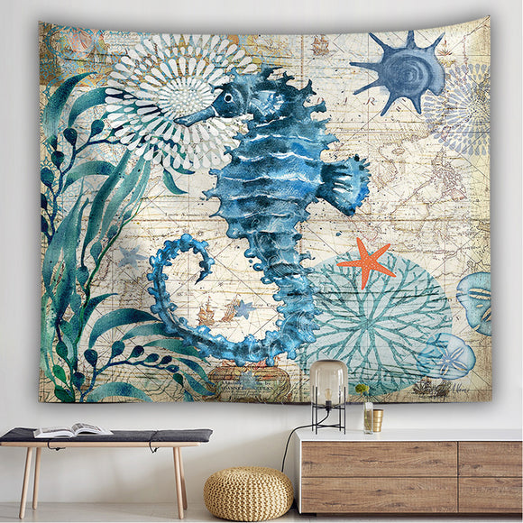 Large,Ocean,Seahorse,Tapestry,Hanging,Decor,Bohemian,Bedspread,Beach