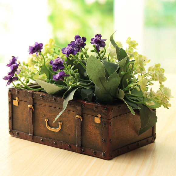 Garden,Resin,Suitcase,Flower,Succulents,Planter,Flowers,Green,Plants,Decorations