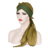 Women,Forehead,Cross,Beanie,Solid,Color,Fashion,Chiffon