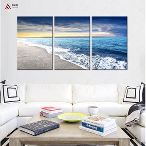 Miico,Painted,Three,Combination,Decorative,Paintings,Seaside,Scenery,Decoration