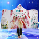 Bohemia,Style,Blankets,Dream,Catcher,Watercolor,Painting,Hooded,Blankets,Coral,Fleece