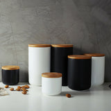 Ceramic,Storage,Wooden,Coffee,Sugar,Canisters,Kitchen,Container