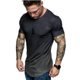 Summer,Fashion,Printing,Gradient,Color,Short,Sleeve,Round
