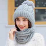 Women,Thicken,Siamese,Beanie,Scarf,Winter,Windproof,Earmuffs