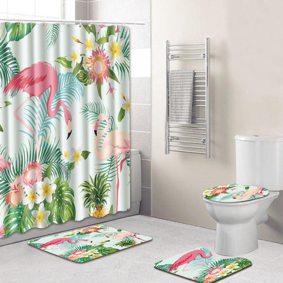 Bathroom,Flamingo,Shower,Curtain,Pedestal,Toilet,Cover