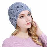 Women,Knitted,Beanie,Casual,Hollow,Button,Woolen,Bonnet