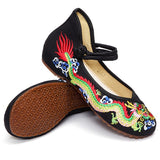 Handmade,Summer,Women,Comfort,Canvas,Slippers,Dragon,Embroidery,Chinese,Beijing,Slide,Shoes,Ladies