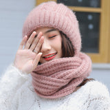 Women,Thicken,Siamese,Beanie,Scarf,Winter,Windproof,Earmuffs