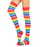 VONDA,Womens,Striped,Thigh,Rainbow,Girls,Socks,Stocking