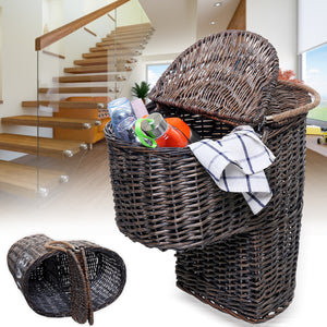 Wicker,Handwoven,Stair,Storage,Basket,Baskets,Container,Carry,Handle