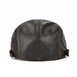 Collrown,Genuine,Cowhide,Leather,Beret,Solid,Casual,Forward,Adjustable