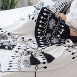Cotton,Tassels,Blanket,Snowflakes,Cover,Blanket,Decor,Cover,Shawl.