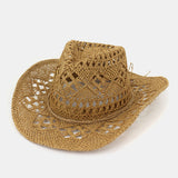 Handmade,Sunscreen,Hollow,Western,Cowboy,Style,Summer,Holiday,Beach,Straw