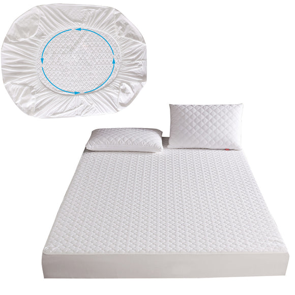 Washable,White,Quilted,Mattress,Covers,Waterproof,Protector,Bands,Bedding,Protective,Cover