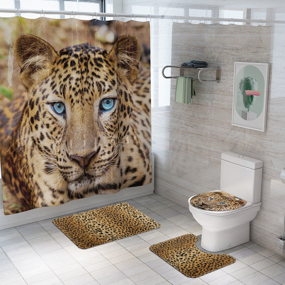 Honana,Bathroom,Waterproof,Shower,Curtain,Animal,Leopard,PatternToilet,Cover,Pedestal,Bathroom,Decor
