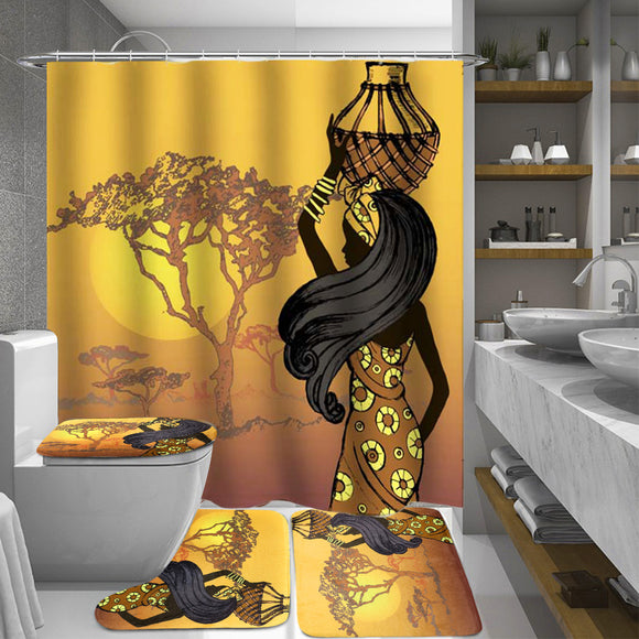 African,Bathroom,Shower,Curtain,Toilet,Cover,180x180cm