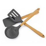 Wooden,Handle,Silicone,Kitchenware,Outdoor,Camping,Tableware,Portable,Multi,Cooking,Tools