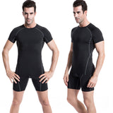 YUERLIAN,Men's,Compression,Simple,Tight,Fitness,Training,Elastic,Quick,Short,Sleeve