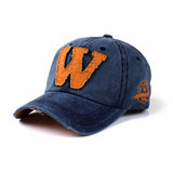 Unisex,Letter,Embroidery,Denim,Washed,Baseball,Vintage,Adjustable,Snapback