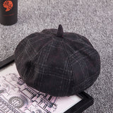 Womens,Leisure,Beanie,Cotton,Docker,Vogue,Outdoor,Plaid,Skullcap