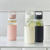 500ml,Glass,Water,Bottle,Portable,Temperature,Drinking,Silicone