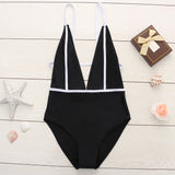 Women,Black,Backless,Wireless,Floral,Tight,Elastic,Piece,Swimwear,Beach