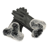 Women,Ladies,Rabbit,Artificial,Leather,Screen,Touch,Windproof,Gloves,Dacron,Linen,Mittens