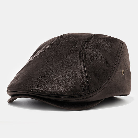 Collrown,Men's,Artificial,Leather,Beret,Casual,Newsboy,Holes,Ventilation