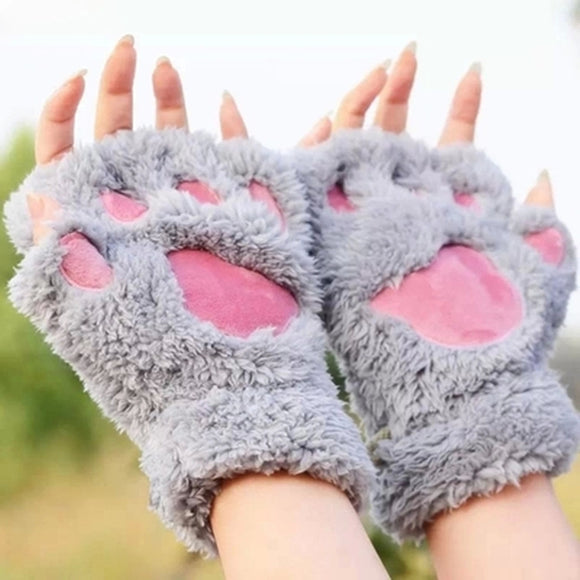 Women,Girls,Fluffy,Plush,Fingerless,Gloves,Glove,Winter,Mittens