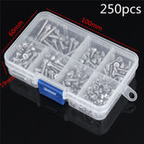 250pcs,Stainless,Steel,Socket,Button,Screws,Assortment